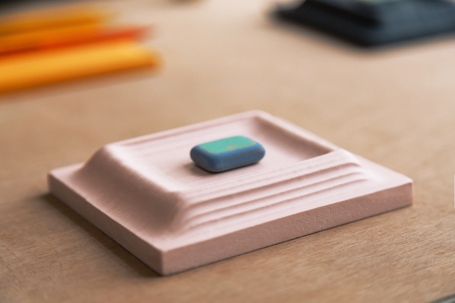 laser cut shapes made into custom molds for Jesmonite using the Mayku FormBox