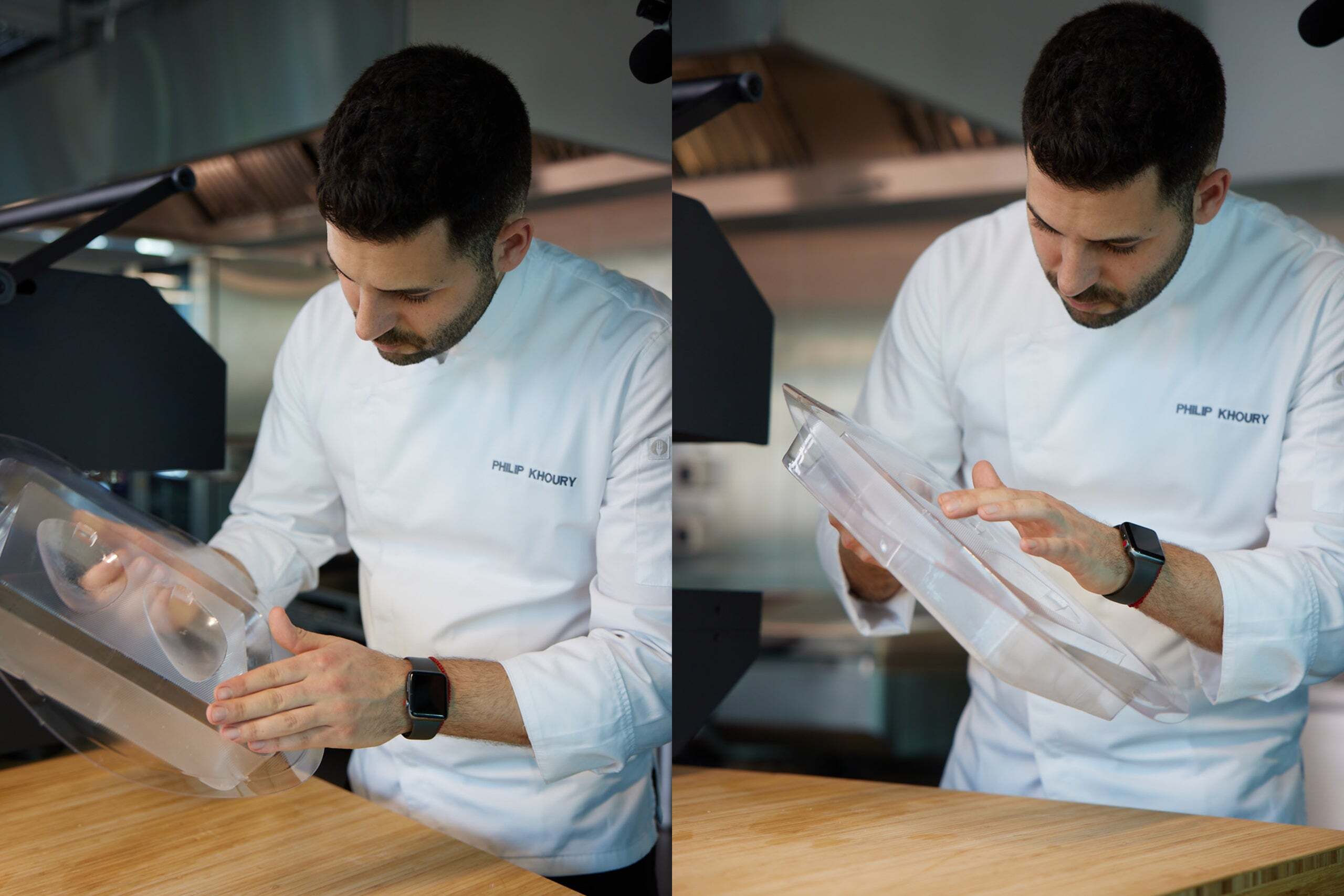 Philip Khoury checking the chocolate flower molds made with the Mayku Multiplier